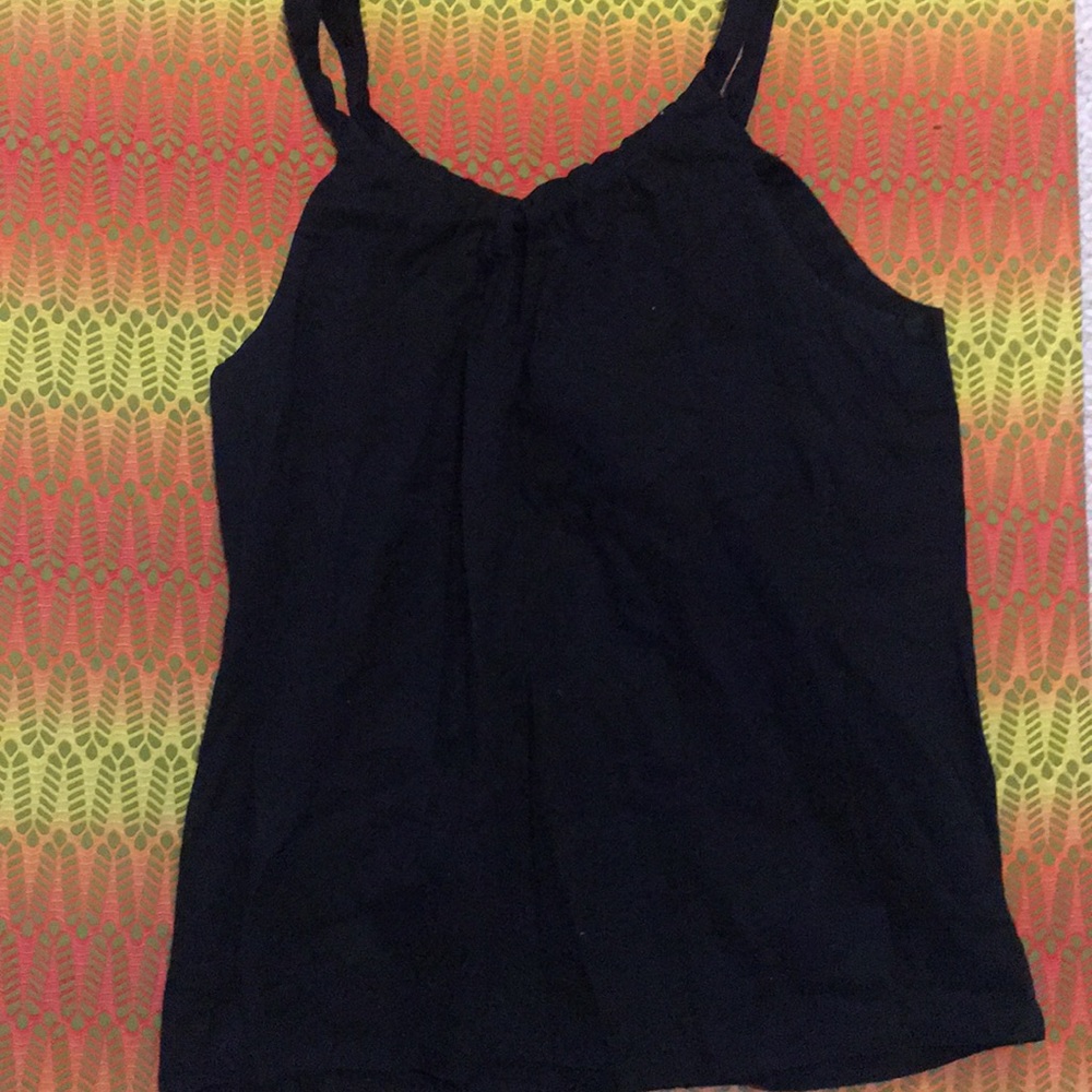 Cute black shirt with eyelet opening in the front